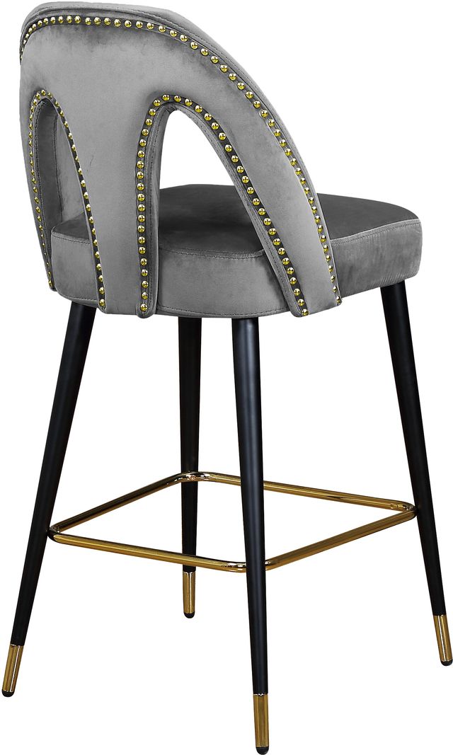 Meridian Furniture Akoya 2-Piece Gray Velvet Counter Stools-1