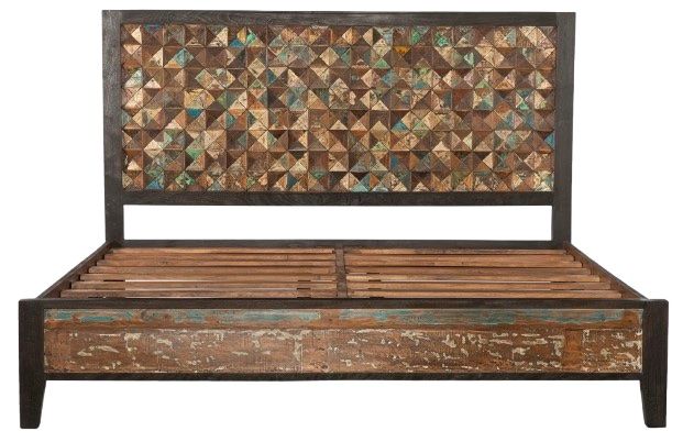 Home Trends & Design Rio Black/Brown/Green/White Queen Panel Bed-1