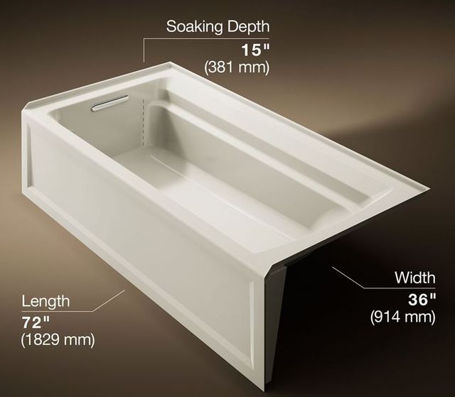 KOHLER® Archer® Biscuit 72" x 36" Alcove Bath-2