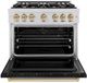 ZLINE Classic 36" Stainless Steel Pro Style Gas Range with Black Matte Door and Champagne Bronze Accents -5