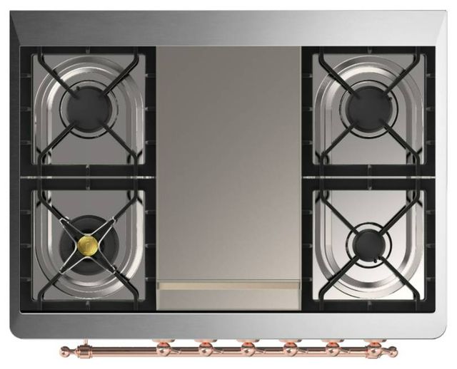 Ilve® Majestic III 36" Blue Gray Pro Style Dual Fuel Natural Gas Range with Triple Glass Door and Copper Trim-2