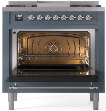 Ilve® Nostalgie II Series 36" Blue Grey Pro Style Dual Fuel Range-1