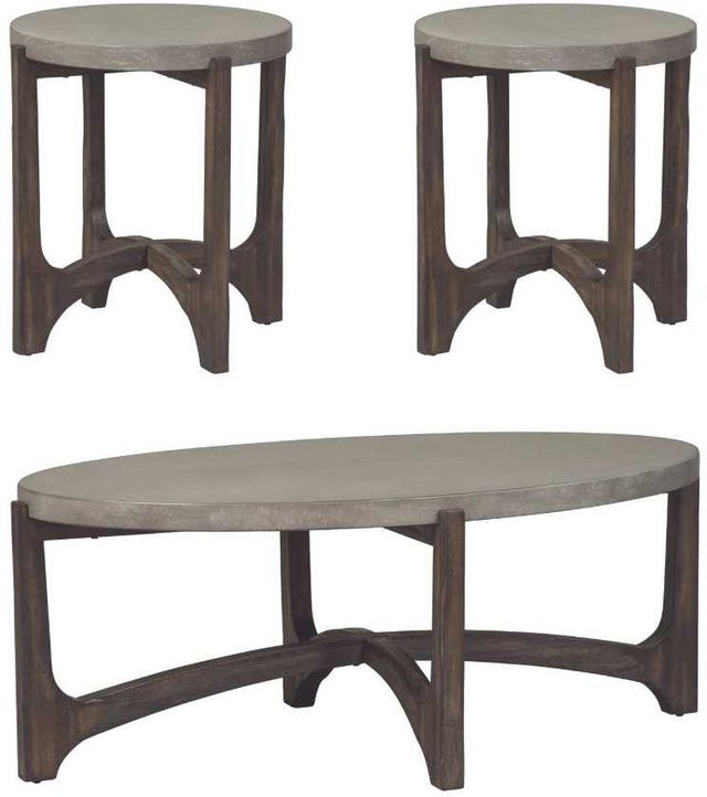 Liberty Furniture Cascade 3-Piece Gray/Wirebrush Rustic Brown Geometric Occasional Table Set-0