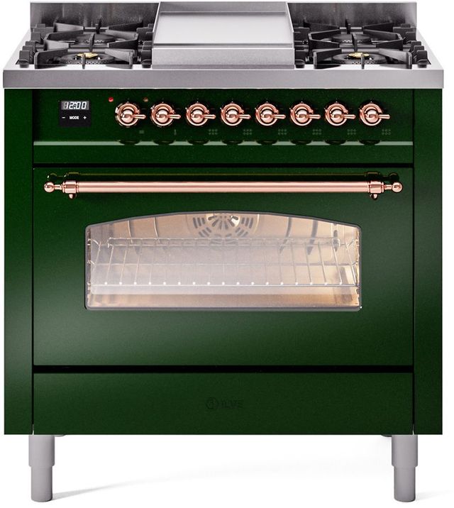 Ilve® Nostalgie II Series 36" Emerald Green Pro Style Dual Fuel Range-2