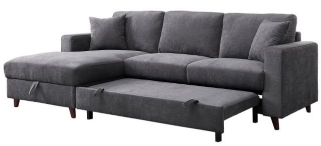 Mazin Furniture Jordan 2-Piece Dark Gray Left-Arm Facing Pullout Sleeper Sectional and Storage Chaise-3