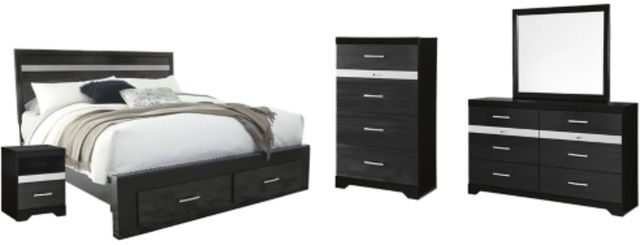 Signature Design by Ashley® Starberry 5-Piece Black King Storage Panel Bed Set-0