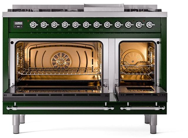 Ilve® Nostalgie II Series 48" Emerald Green Pro Style Dual Fuel Range-2