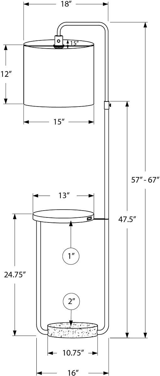 Monarch Specialties Inc. Brass Floor Lamp with USB Port-1