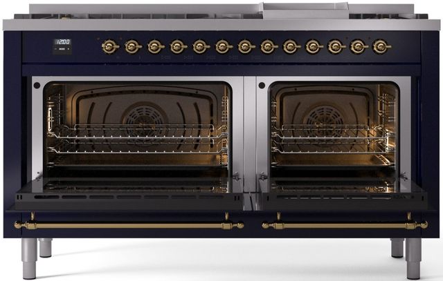 Ilve® Nostalgie II Series 60" Midnight Blue Pro Style Dual Fuel Range-1
