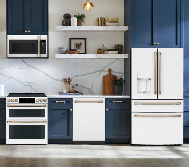 Café™ 36 in. 22.3 Cu. Ft. Matte White Counter Depth French Door Refrigerator 4pc Package