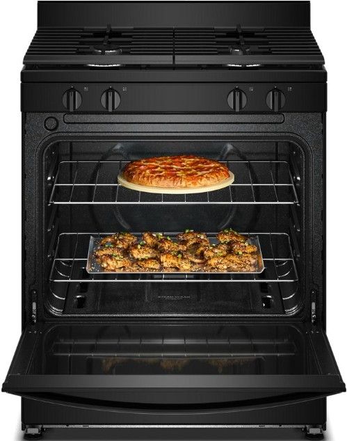 Whirlpool® 30” Black Freestanding Gas Range with Crispy Mode and Dishwasher Safe Grates-1