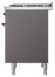 Ilve® Nostalgie II Noblesse 36'' Graphite Matte Pro Style Dual Fuel Range with Burnished Trim-3