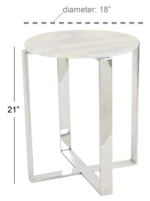 Deco Marche White Side Table with Silver Base-2