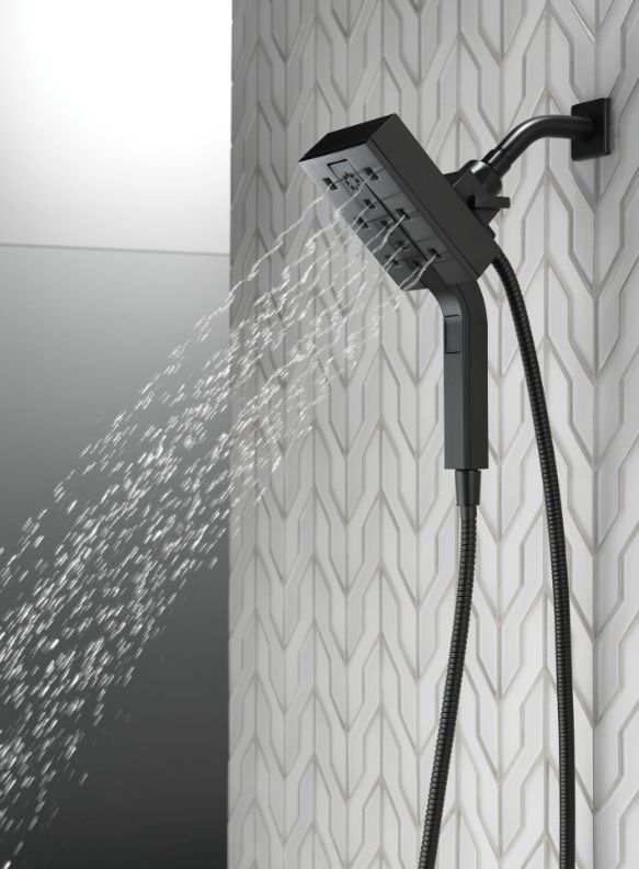 Delta Universal Showering Matte Black 1.75 GPM H2Okinetic® In2ition® 4-Setting Two-in-One Shower-2