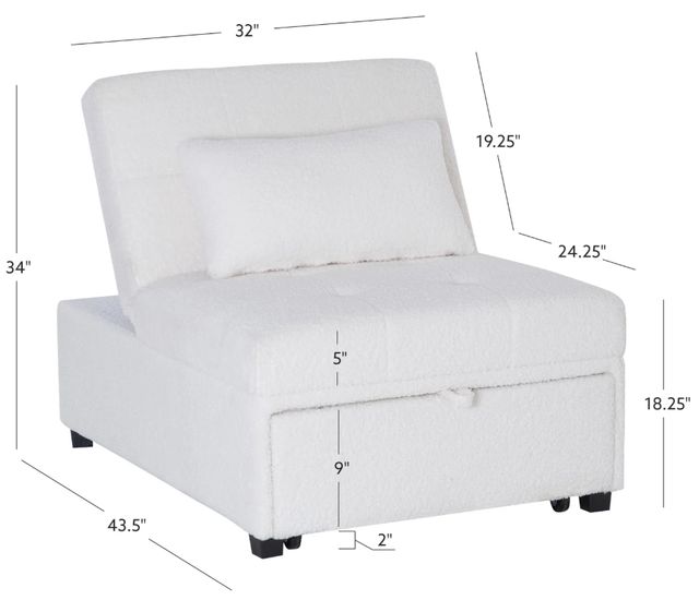 Powell® Dozer Ivory Twin Sleeper Chair-2