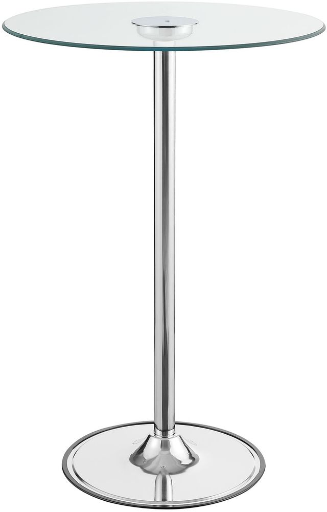 Coaster® Thea Glass Top LED Bar Table with Chrome Base
