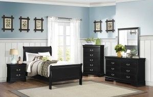 Mazin Furniture Mayville Black Twin Youth Sleigh Bed-1