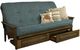 Kodiak Furniture Tucson Linen Aqua/Rustic Walnut Queen Storage Futon with Mattress-0