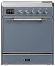 Ilve® Majestic III 30" Blue Gray Pro Style Induction Range with Solid Door and Chrome Trim-0