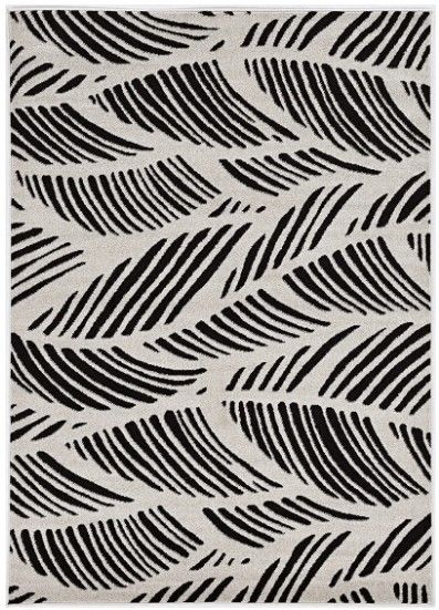 KAS Rugs Lucia Black/White Folia 5'x8' Area Rug-0