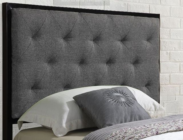 Milton Greens Stars Gray Twin Metal Platform Bed with Upholstered Headboard-1