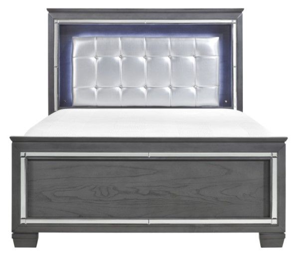 Homelegance® Allura Gray Queen Panel Bed with LED Lighting-2