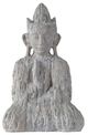 A & B Home Gray Meditating Crowned Buddha Figurine-1