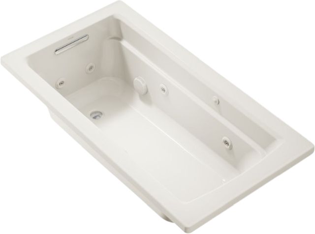 KOHLER® Archer® Biscuit 60" x 32" Drop-In Whirlpool Bath with Bask® Heated Surface-0