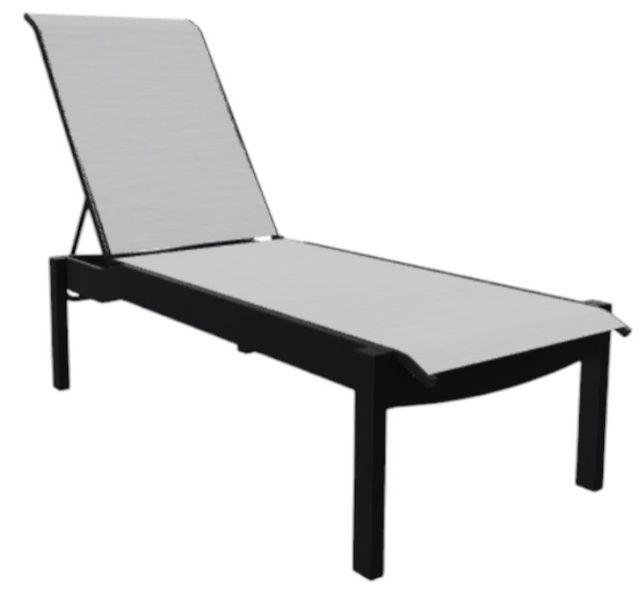 Telescope Casual Leeward Abalone/Black Fabric/Polymer Outdoor MGP Sling Lay-Flat Stacking Armless Chaise with Wheels-0
