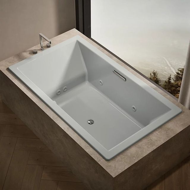 KOHLER® Underscore® Ice Grey 72" x 42" Drop-in Heated BubbleMassage™ Air Bath with Whirlpool-1
