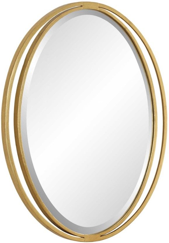 Uttermost® Rhodes Antiqued Metallic Gold Oval Mirror-0