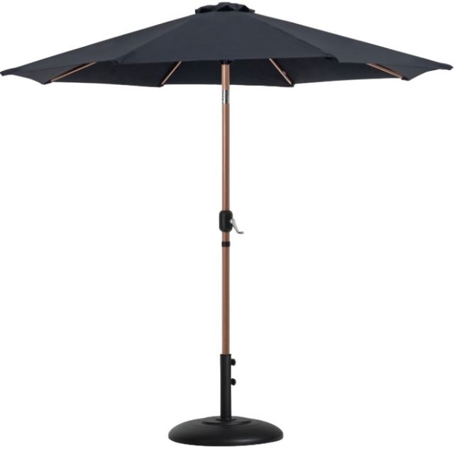 Meridian Furniture Fiji Black Aluminum Outdoor Patio Umbrella and Round Base-0