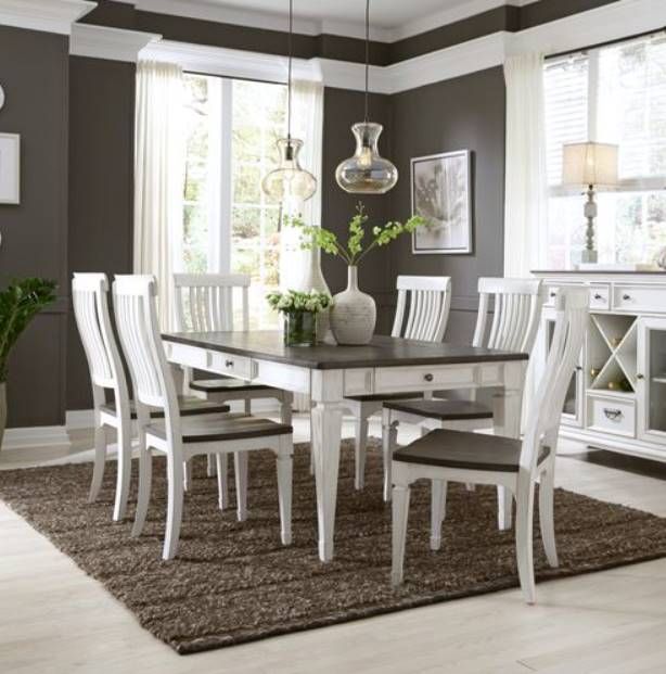 Liberty Furniture Allyson Park 7-Piece Charcoal/Wirebrushed White Rectangular Table Set-1