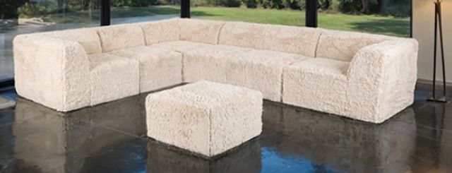 Furniture of America® Nappi Sand Large L-Sectional with Ottoman-1