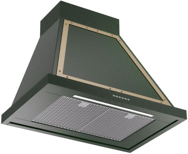 Ilve® Nostalgie II Noblesse 30" Emerald Green Wall Mounted Range Hood with Noblesse Frame-1