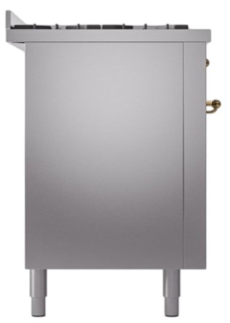Ilve® Nostalgie II Noblesse 60'' Stainless Steel Pro Style Dual Fuel Range with Brass Trim-2