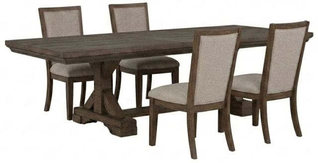 New Classic® Home Furnishings Augusta 5-Piece Gray/Rustic Brown Dining Table Set-0