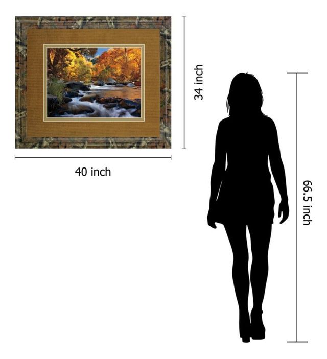 Classy Art “River Of Gold” By Mike Jones Gold 34 in. x 40 in. Framed Print Wall Art-2