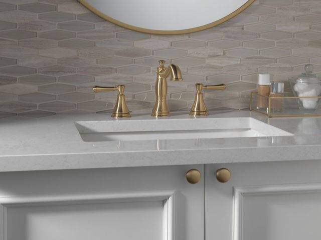 Delta Cassidy® Champagne Bronze 2-Handle Widespread Bathroom Faucet with Drain-2