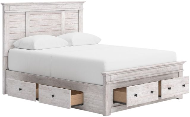 Signature Design by Ashley® Fenderport Whitewash Queen Storage Pane Bed-3