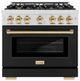 ZLINE Autograph Edition 36" Satin Stainless Steel Pro Style Gas Range Black Matte Door and Polished Gold Accents-0