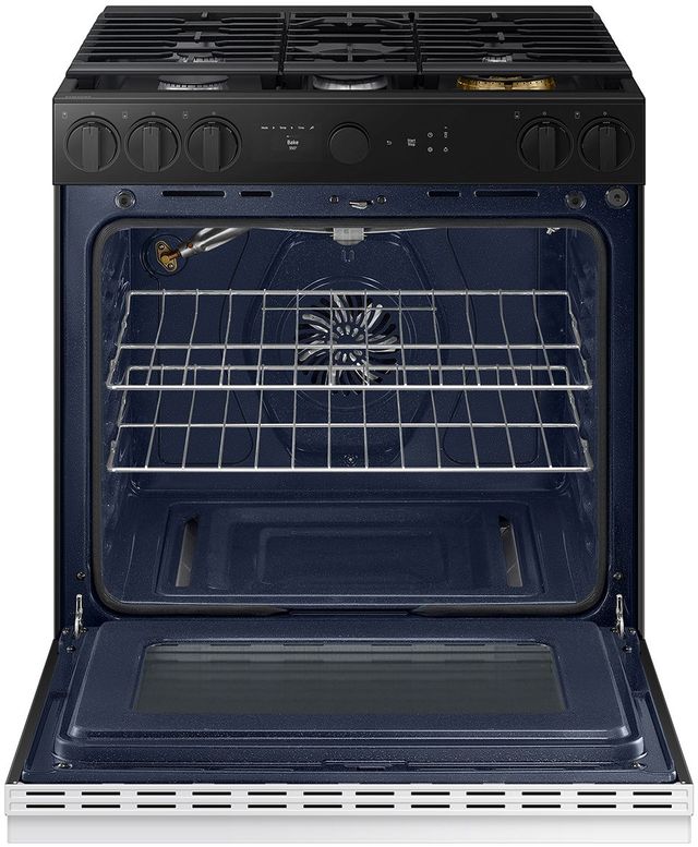 Samsung Bespoke 30" White Glass Slide In Gas Range-3