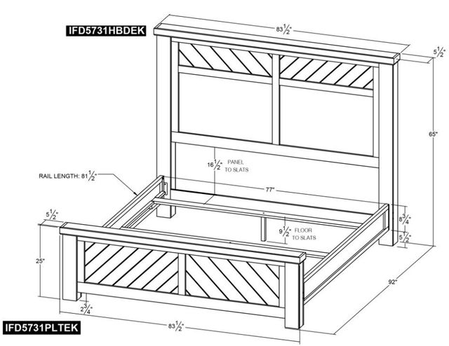 International Furniture Direct Dutton Brown King Panel Bed-2