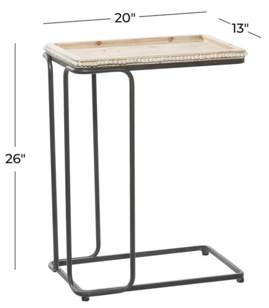 Deco Marche Washed White Accent Table with Black Base-3