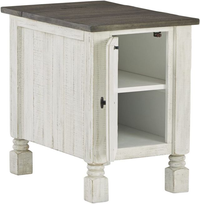 Signature Design by Ashley® Havalance Gray Chairside End Table with Distressed Vintage White Base -2