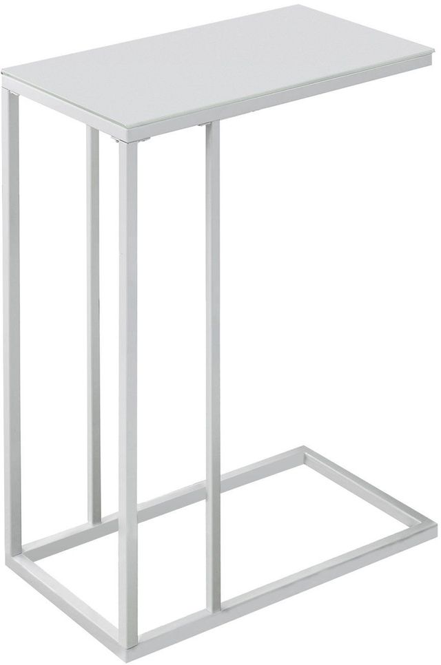 Monarch Specialties Inc. White Metal Frosted Glass Top Accent Table-0