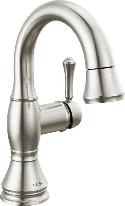 Delta Cassidy® Stainless Single Handle Pull Down Bathroom Faucet with Drain-0