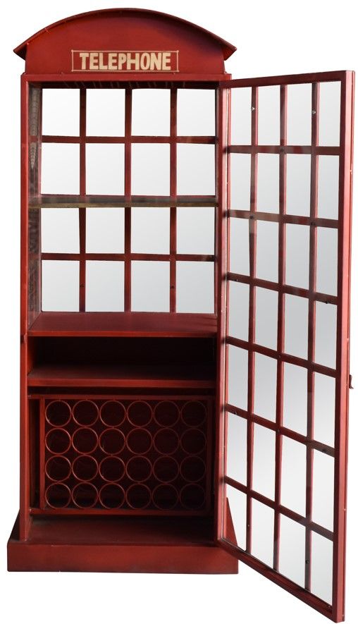 Jaipur Furniture Orange Telephone Box Bar Cabinet-1
