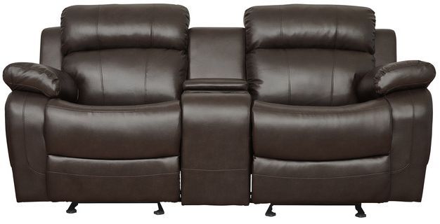 Homelegance® Marille Brown Manual Double Glider Reclining Loveseat with Center Console-2