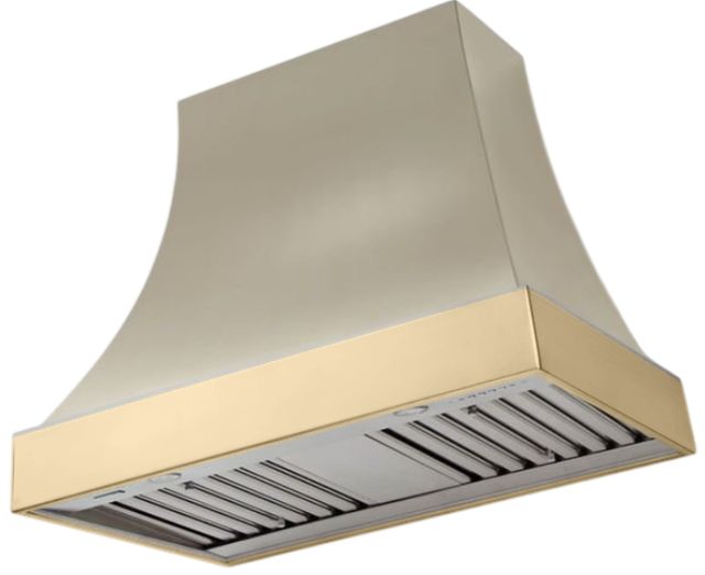 AGA Cascade 36" Fawn Wall Mounted Range Hood  with Polished Brass Trim-0